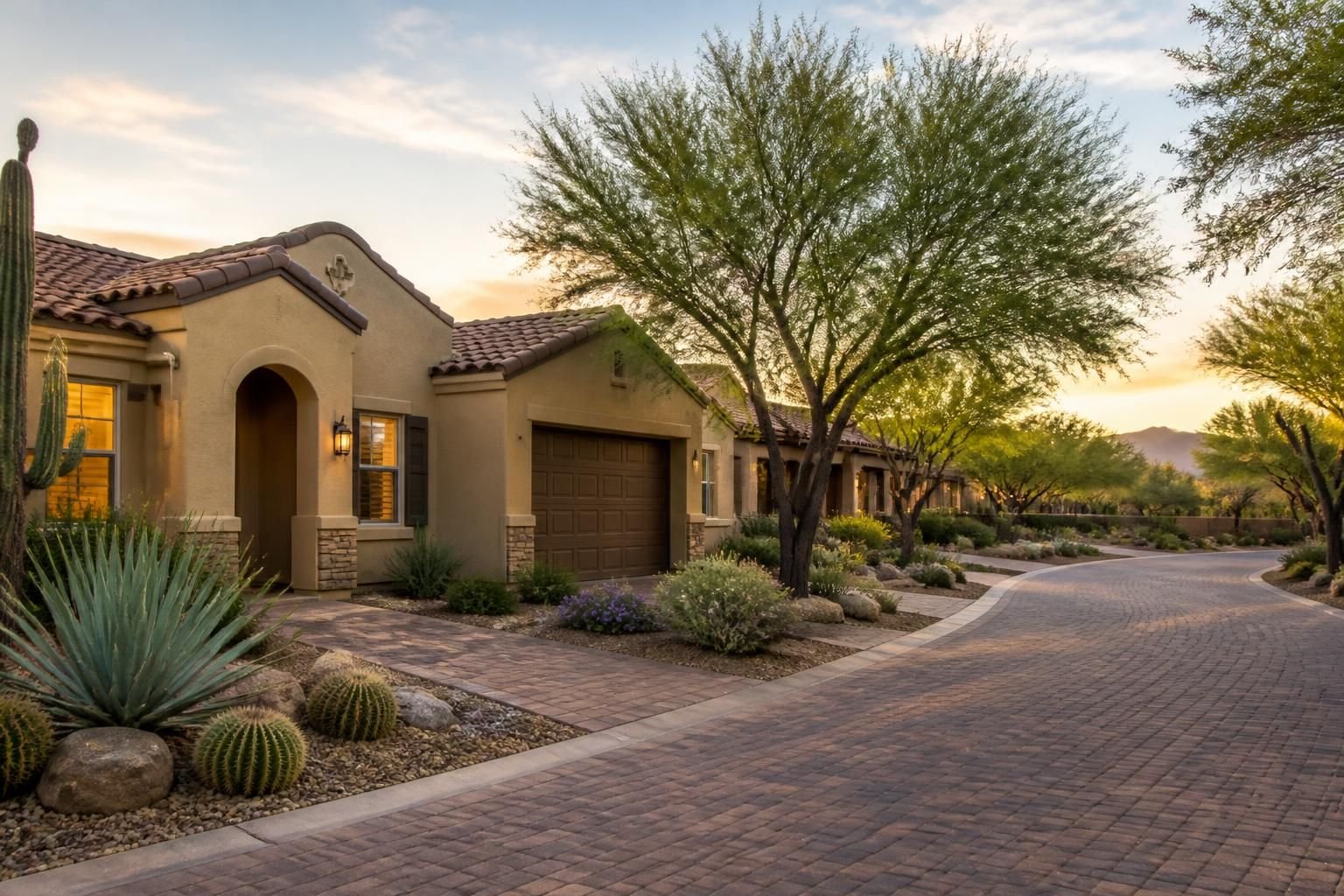Residential street with desert landscaping in Surprise.